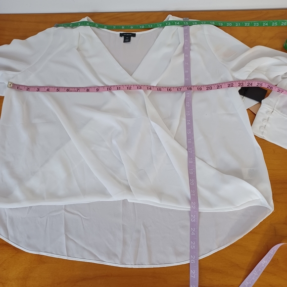 Halogen Cross Front Blouse Long Sleeve Color Ivory Cloud Size XXL - Picture 14 of 14